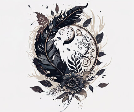 Black tattoo design vector  sketch on white background