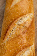 white wheat french baguette close up