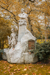 Monument to Ferdinand Fabre (1880) by Laurent Marqueste in Paris Luxembourg Gardens in Autumn