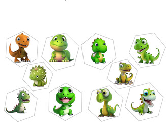 Dinosaur cartoon vector illustration, dinosaur illustrations, pack, bundle 