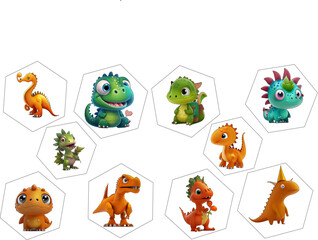 Dinosaur cartoon vector illustration, dinosaur illustrations, pack, bundle 