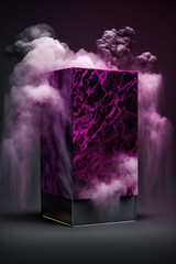 magenta fog and onyx blocks background for cosmetic products, mock up pedestal. AI generation.