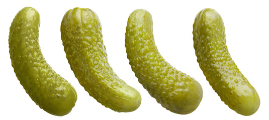 Marinated pickled cucumbers collection cut out - obrazy, fototapety, plakaty