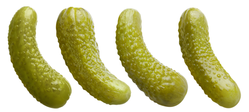 Marinated pickled cucumbers collection cut out