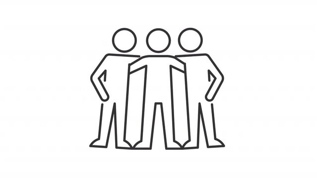 Animated friendship linear icon. Affiliate motivation. Strong relationship. Alliance. Seamless loop HD video with alpha channel on transparent background. Outline motion graphic animation