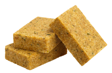 Delicious bouillon cubes cut out