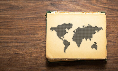 World map with a book.