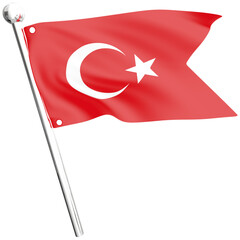 Turkey flag with high quality rendering, isolated object