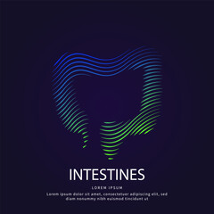 Human Intestine medical structure. Vector logo Intestines color silhouette on a dark background. Large Intestine logo vector template suitable for organization, company, or community. EPS 10
