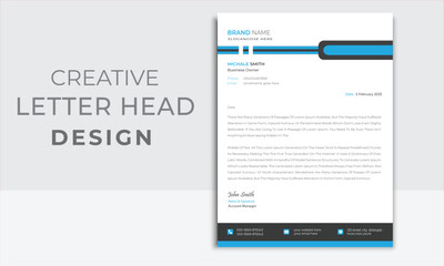 Creative & Clean style business  letterhead. Simple Professional Letterhead Template. Letterhead Corporate Business Template Design,