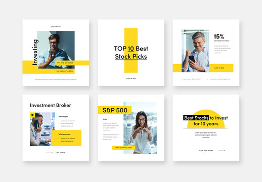 Modern Business Layout Set For Social Networks with Yellow Accent 
