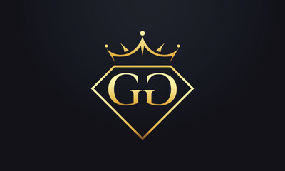 Diamond crown vector. Luxury queen logo for jewelry vector with letters