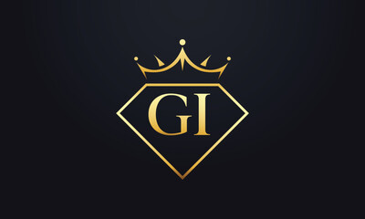 Diamond crown vector. Luxury queen logo for jewelry vector with letters