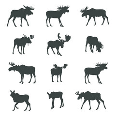Moose silhouettes, Moose silhouette set