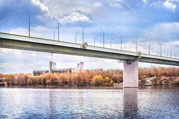 Grain Terminal Volga and Kineshma bridge, view from the Volga, Kineshma, Ivanovo region