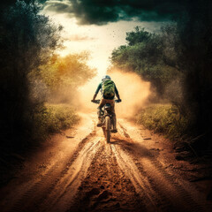 Naklejka premium person riding a bike