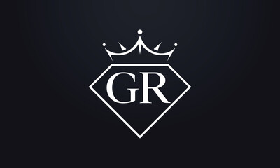 Diamond crown vector. Luxury queen logo for jewelry vector with letters