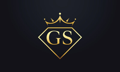 Diamond crown vector. Luxury queen logo for jewelry vector with letters