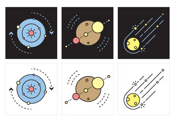 Space and planets icon vector illustration.Space Science and Astrology symbols. Universe icon.	