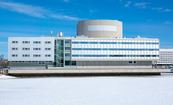 Oulu - 7 April 2918: Theatre of Oulu in wintertime