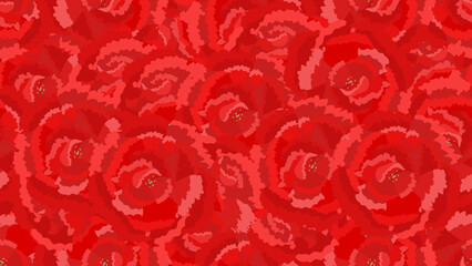 赤いカーネーションの花の背景。シームレスなベクターイラスト。 Red carnation flowers background. Seamless vector illustration.