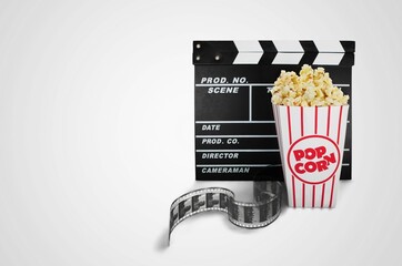 Classic film slate or clapboard on background