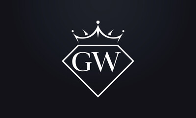 Diamond crown vector. Luxury queen logo for jewelry vector with letters