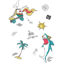 skateboard illustration and type for print