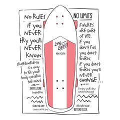 skateboard illustration and type for print - 574346081