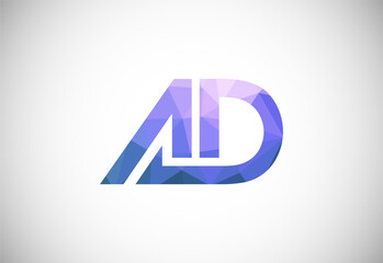 Initial Letter A D Low Poly Logo Design Vector Template. Graphic Alphabet Symbol For Corporate Business Identity