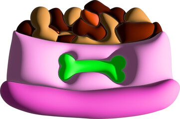 3d pink dog food bowl