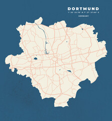 Obraz premium Dortmund map vector poster flyer