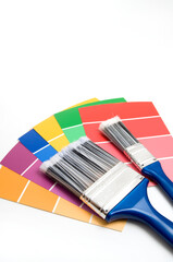Paint Brushes with Paint Samples to Paint the House