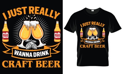 Craft Beer Typography T-shirt Vector Design Template