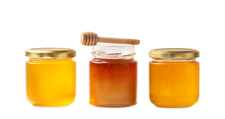 Composition of honey of different colors isolated.
