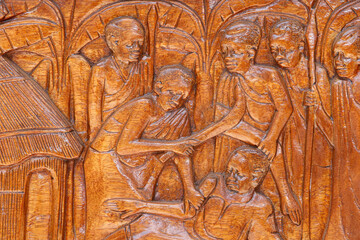 Namugongo catholic martyrs' shrine, Kampala. Church door relief. Uganda.
