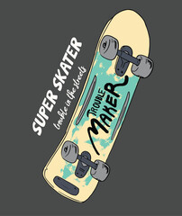 skateboard illustration and type for print - 574352842