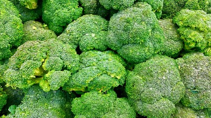 fresh broccoli in supermarket , Houston, Texas, USA