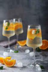 Glasses with traditional Hungarian drink spritz - mix of wine and mineral water