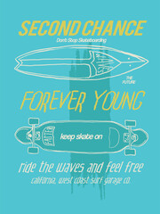 skateboard illustration and type for print - 574353638
