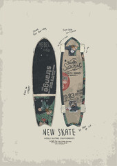 skateboard illustration and type for print