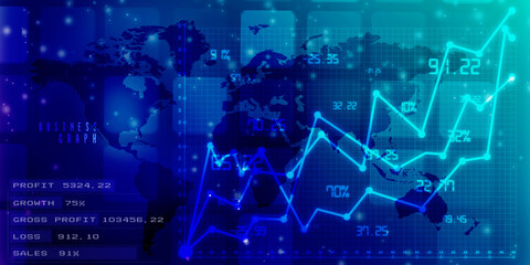 2d rendering Stock market online business concept. business Graph 