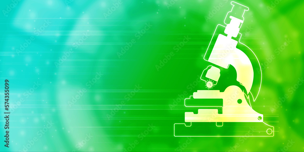 Aufkleber 2d rendering virus testing microscope with medicine bottle