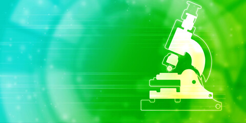 2d rendering virus testing Microscope with medicine bottle
