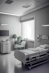 Generative AI illustration of Hospital room equipped with the latest medical technology. health concept