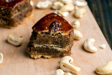 A piece of fresh and soft baklava