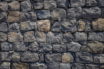 Close up of a contrasting old stone wall