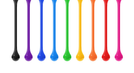 Colorful ink drops on transparent background