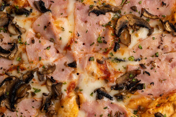 delicious homemade fast food pizza with mushrooms