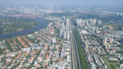 Fototapeta premium Landmark81-Saigon-Vietnam Ho Chi Minh City at Light and Dark- Drone Shots-Sky shots- Sky pictures
